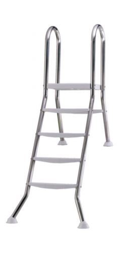 Halbhochbeckenleiter Edelstahl 135 cm mit Platform